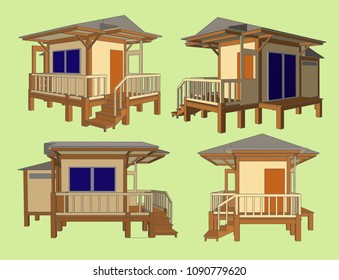 Small House Perspective Vector & Illustration, image 12