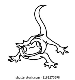 A small house pet gecko lizard. Also known as gekko, gekkon. Simple lines only.
