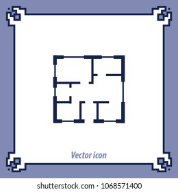 Small house plan, vector icon