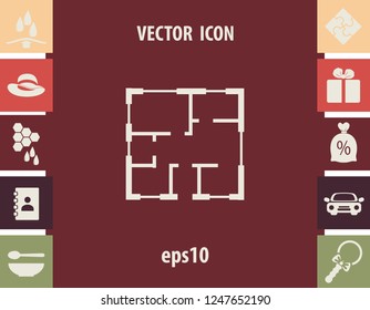 Small house plan, vector icon