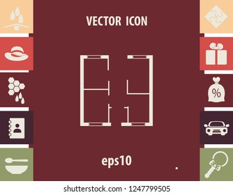 Small house plan, vector icon