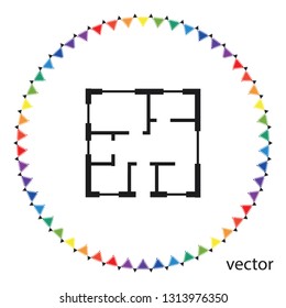 Small house plan, vector icon