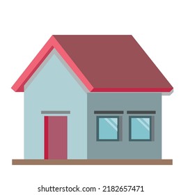 Small house with red roof. Isolated on a white background