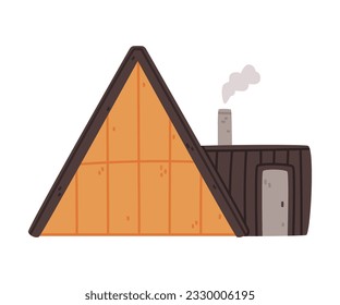 Small House with Roof and Windows as Sweet Cozy Home Vector Illustration