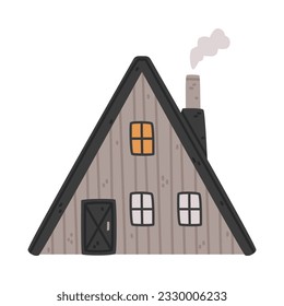 Small House with Roof and Windows as Sweet Cozy Home Vector Illustration