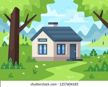 Small House Scenery Illustration