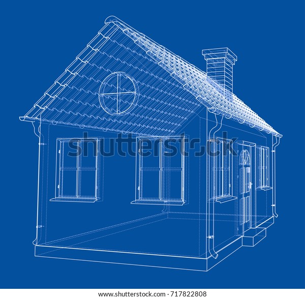 Small House Shingles Roof Vector Rendering Stock Vector (Royalty Free ...