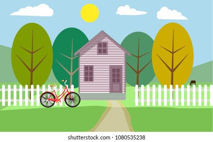 A small house surrounded by nature