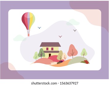 small house surrounded by trees on clean and mild environment 