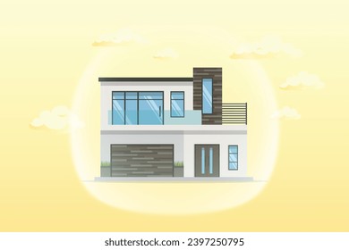Pequeña casa bajo fuerte protección contra la cubierta de vidrio, seguro de vivienda, seguro de propiedad de la vivienda, residencia, apartamento o protección de bienes inmuebles (Vector)