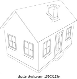 Small house. Wire-frame building on the white background. EPS 10 vector format