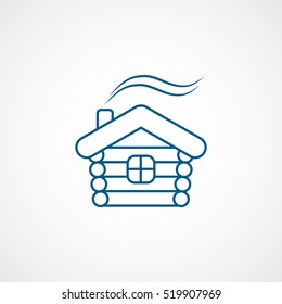 Small Hut Blue Line Icon On White Background