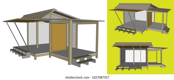 Small Hut Building, vector & illustration, image 5