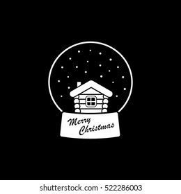 Small Hut Christmas New Year Flat Icon On Black Background