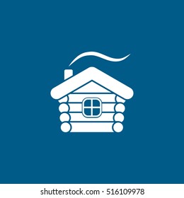 Small Hut Flat Icon On Blue Background