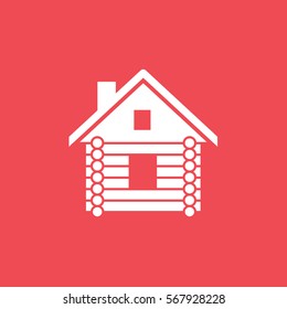 Small Hut Flat Icon On Red Background
