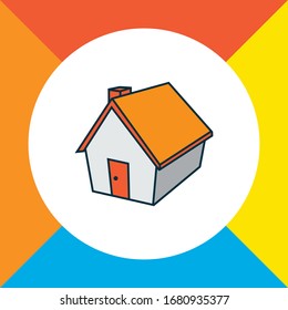 Small hut icon colored line symbol. Premium quality isolated home element in trendy style.