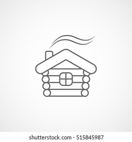 Small Hut Line Icon On White Background