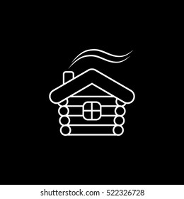 Small Hut Line Icon On Black Background