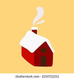 small hut with smoke design illustration isolated on background