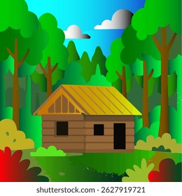 A small hut as a stopover in the middle of the forest