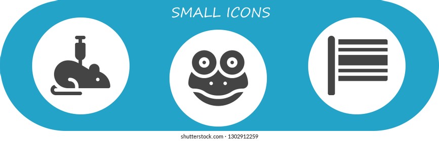  small icon set. 3 filled small icons.  Simple modern icons about  - Rat, Frog, Flag