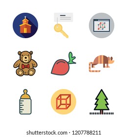 small icon set. vector set about yard, church, cube and key icons set.