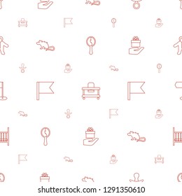 small icons pattern seamless white background. Included editable line mirror, baby walker, pacifier, mouse, flag, gift, baby bed, baby icons. small icons for web and mobile.