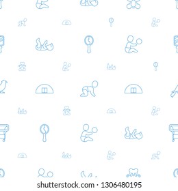 small icons pattern seamless white background. Included editable line mirror, crawling baby, teddy bear, baby, cargo barn, baby playing with toy icons. small icons for web and mobile.