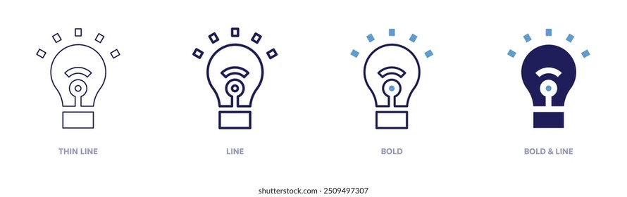 Icono de idea Pequeña en 4 estilos diferentes. Línea delgada, línea, negrita y línea negrita. Estilo duotono. Trazo editable.