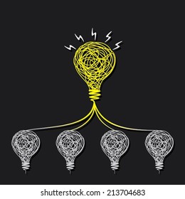 small idea make big idea or every bulb connect to small bulb concept vector