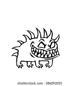 small infernal dog. cute monster. vector illustration