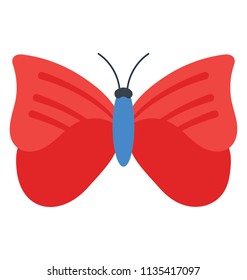 
Small insect from butterfly family with lines pattern on red sowing icon for red moth
