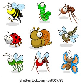 Small insects cartoon drawings