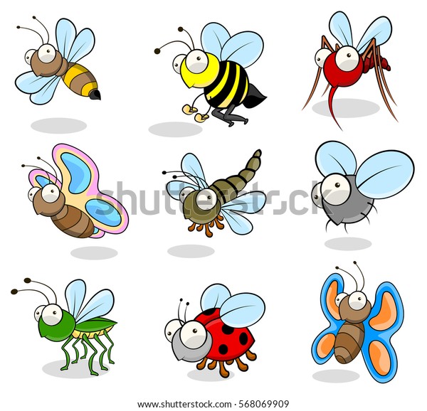 Small Insects Cartoon Drawings Stock Vector (Royalty Free) 568069909 ...