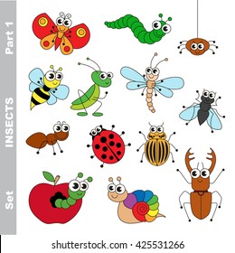 Small insects set in vector, the colorful version.