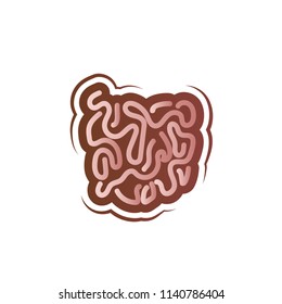 Small intestine icon. Human digestive system. Vector illustration isolated on white background. Human internal organs.
