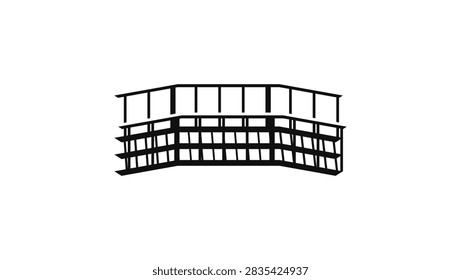 small Iron bridge, black isolated vector silhouette