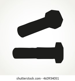 Small iron clinchers isolated on white background. Black ink hand drawn symbol sketchy in art retro style pen on paper. View close-up