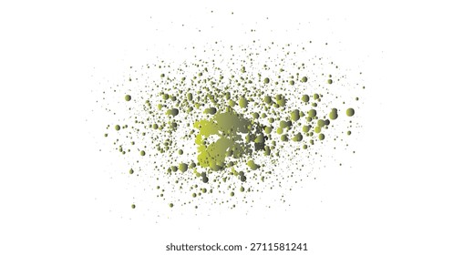Pequeno amontoado irregular de pó verde fino com tonalidades variáveis, apresentando uma textura seca e granular. Forma orgânica dispersa.