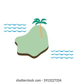 isla pequeña con cocotero en medio del diseño de los vectores marítimos