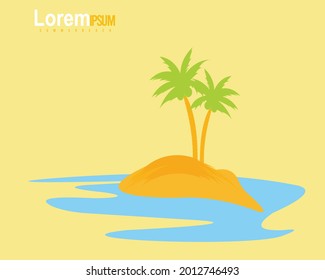 small island with lush coconut trees