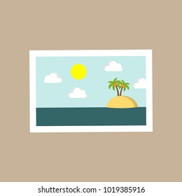 Small Island Portrait Scenery Vector Illustration Graphic Design