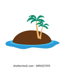 small island in the sea with two coconut tree vector design