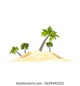 small island with several coconut trees without background