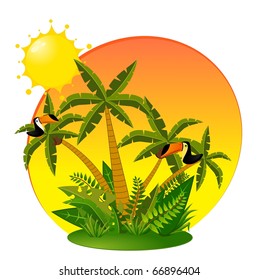 Small Island with tropical palms