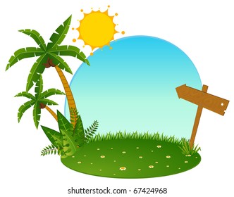Small Island with tropical palms