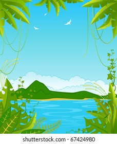 Small Island with tropical palms