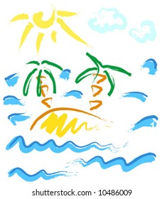 small island with two palm trees