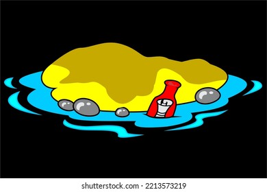 small island vector design with yellow sand looks blue water